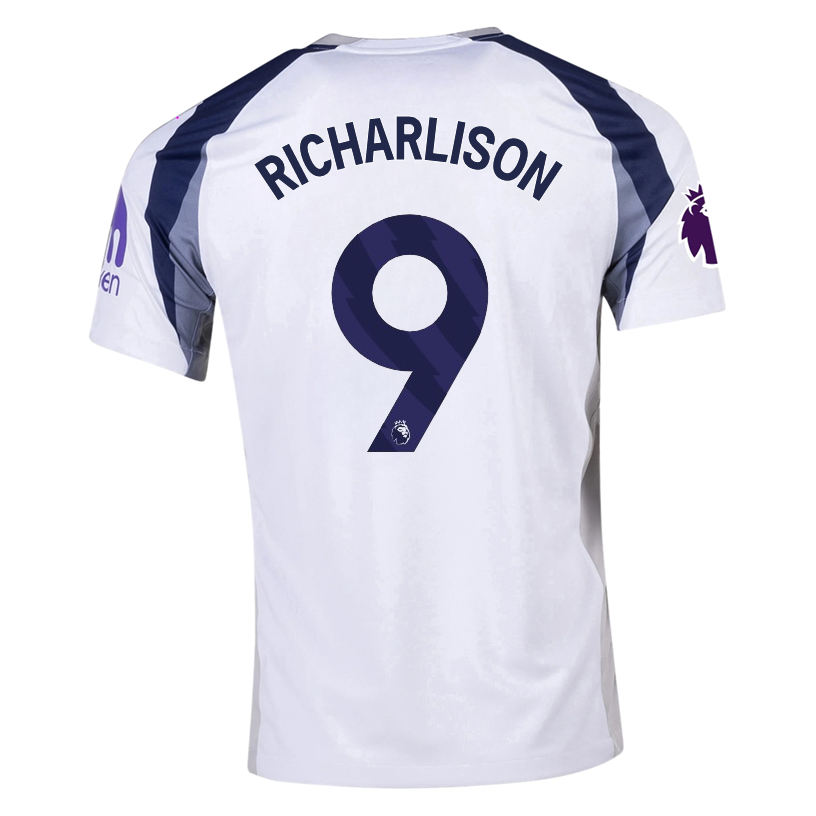 Nike Richarlison Tottenham Hotspurs Home Jersey w/ EPL + No Room For Racism Patch 25/26 (White/Iron/Binary Blue)
