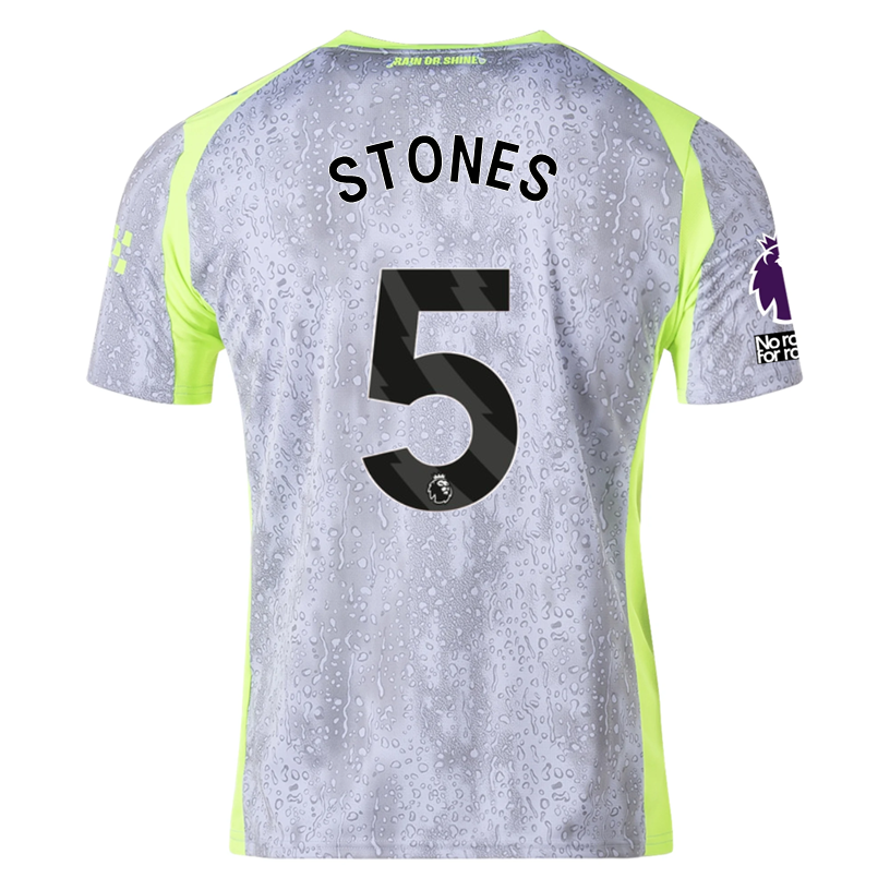 Puma Men's Manchester City Stones Third Jersey w/ EPL + No Room For Racism Patches 25/26 (Cool Weather/Pro Green)