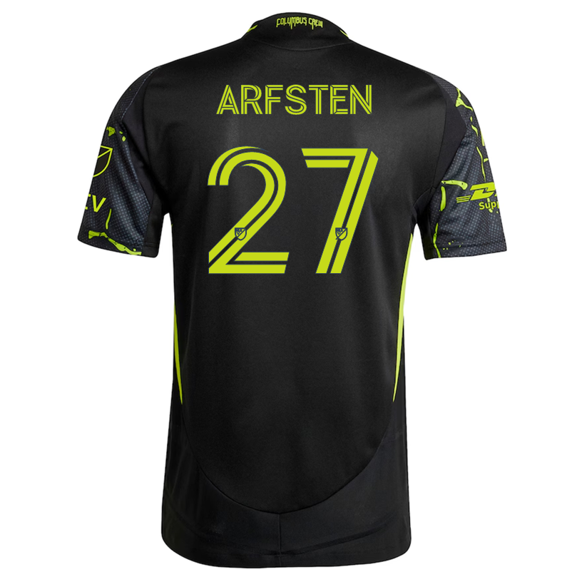 adidas Max Arfsten Columbus Crew Authentic Away Jersey w/ MLS Patches 25/26 (Black/Yellow)