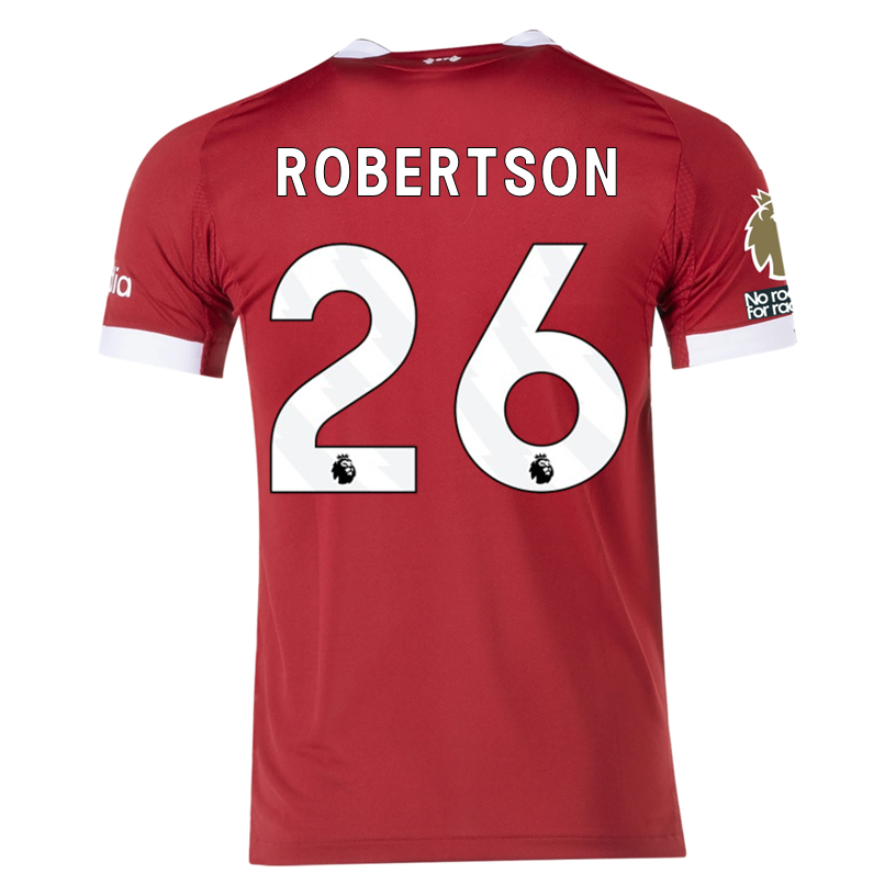 adidas Men's Liverpool FC Authentic Robertson Home Jersey 25/26 w/ EPL + NRFR Patches (Strawberry Red)