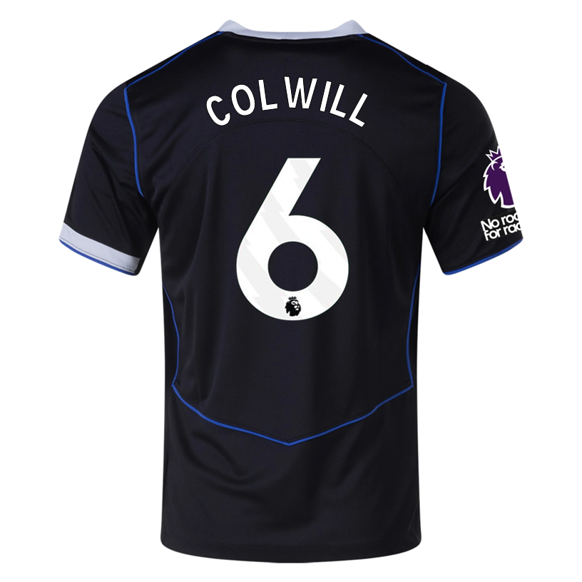Nike Colwill Chelsea T90 Third Jersey w/ EPL + NRFR + CWCC Patch 25/26 (Black/Silver)