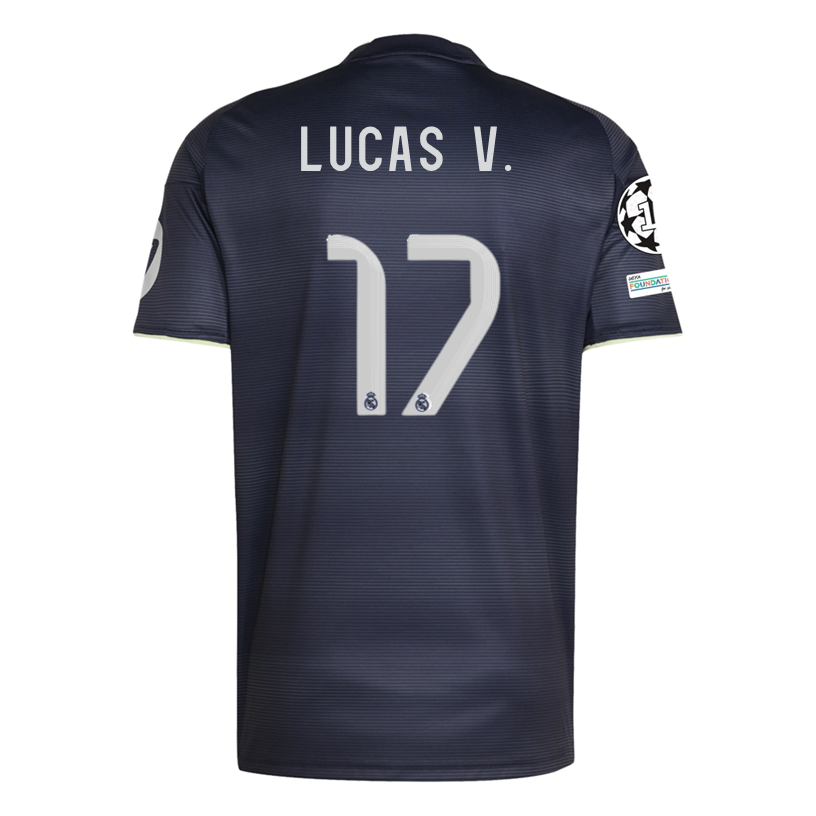 adidas Lucas V. Real Madrid 25/26 Away Jersey w/ Champions League Patches (Legend Ink)
