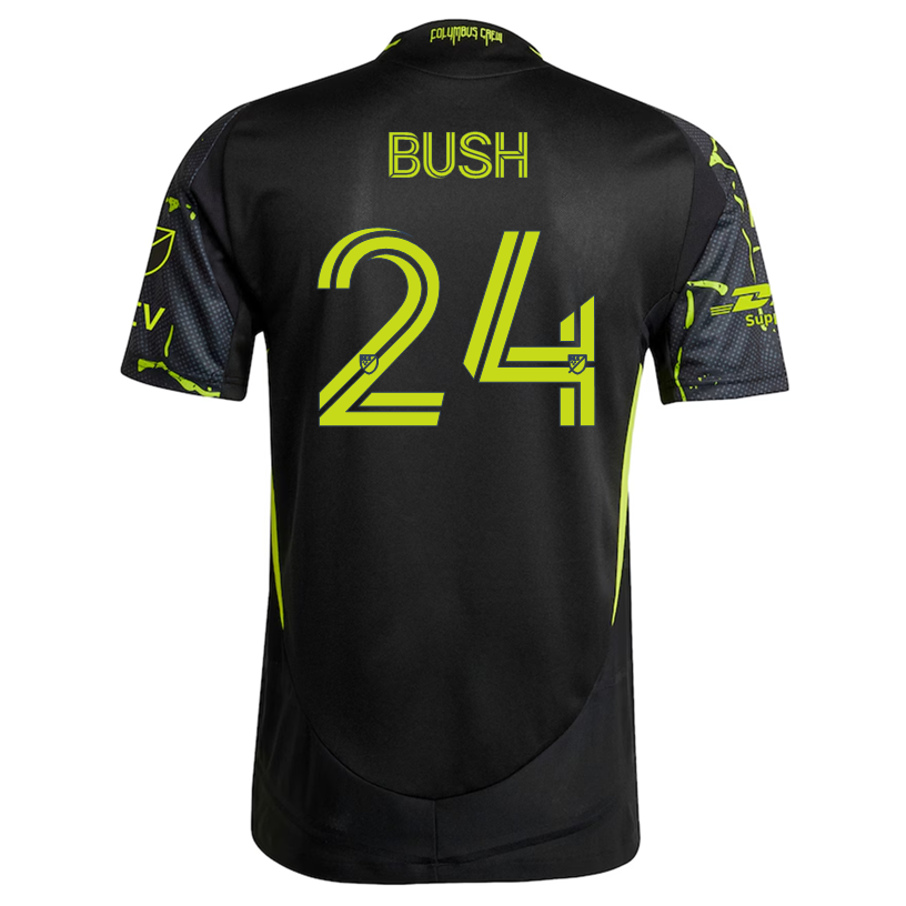 adidas Evan Bush Columbus Crew Authentic Away Jersey w/ MLS Patches 25/26 (Black/Yellow)