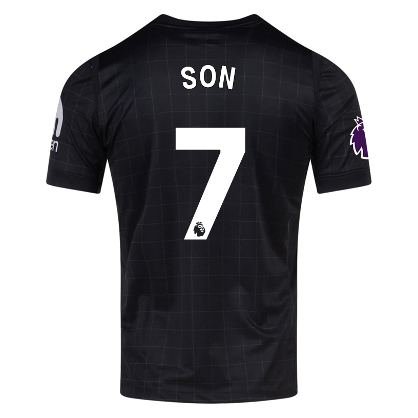 Nike Son Men's Tottenham Away Jersey w/ EPL + No Room For Racism Patches 25/26 (Black/Iron)