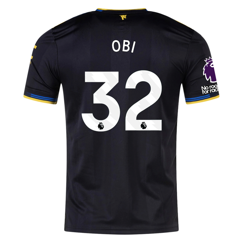 adidas Obi Men's Manchester United Authentic Third Jersey 25/26 w/ NRFR + EPL Patches (Black)