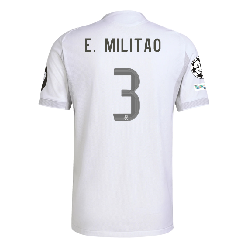 adidas Éder Gabriel Militão Real Madrid 25/26 Home Jersey w/ Champions League Patches (White)