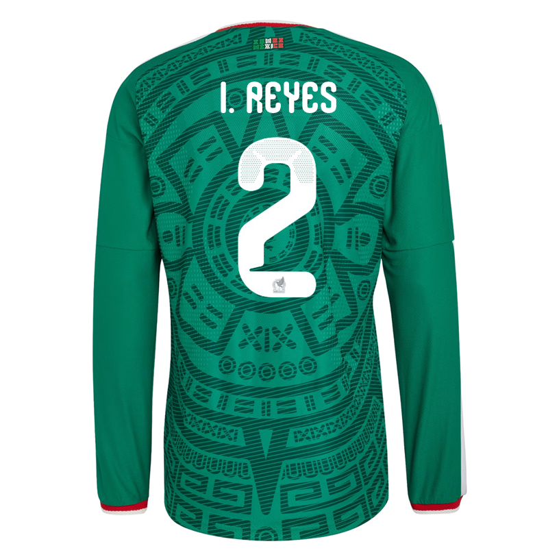 adidas Men&#39;s I. Reyes Mexico Long-Sleeve Authentic Home Jersey 2026 (Bold Green)