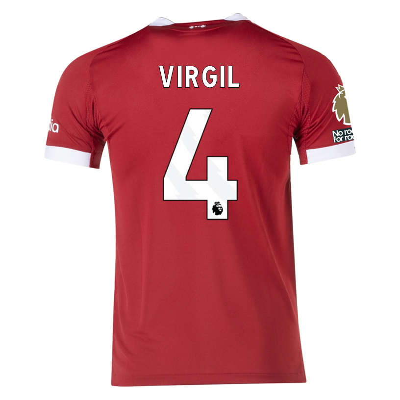 adidas Men's Liverpool FC Authentic Virgil Home Jersey 25/26 w/ EPL + NRFR Patches (Strawberry Red)