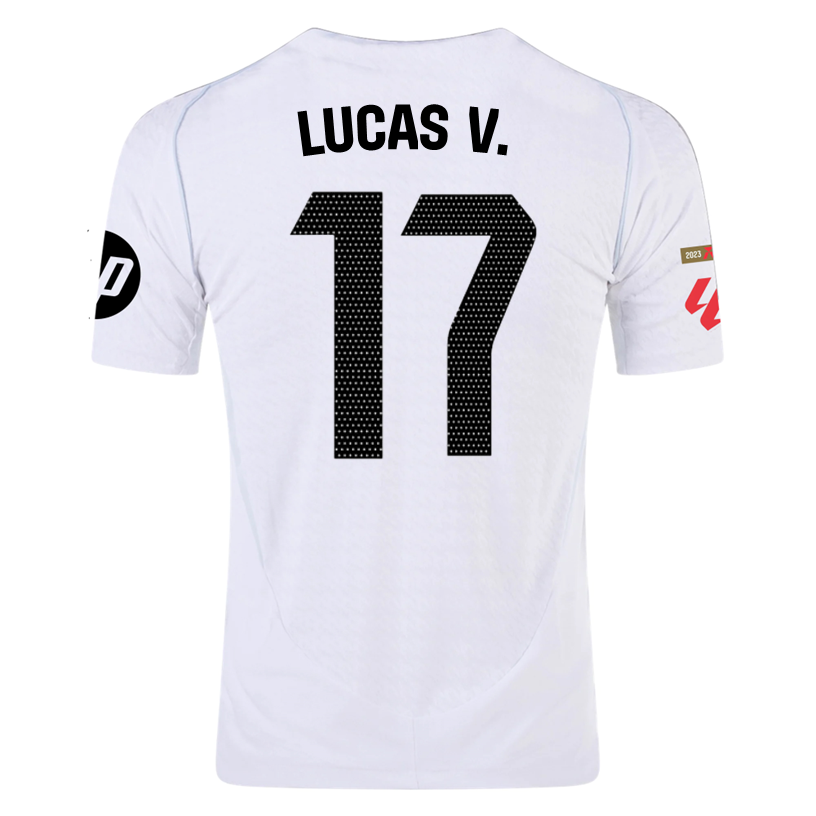 adidas Lucas V. Real Madrid Authentic Home Jersey w/ La Liga Patches 24/25 (White/Black)