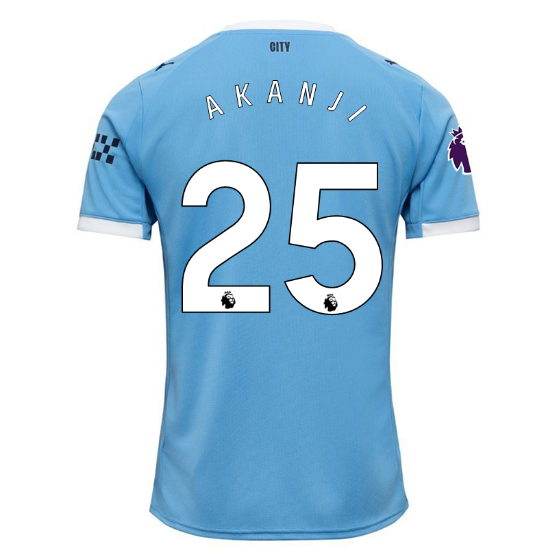 Puma Manuel Akanji Manchester City Home Jersey 25/26 w/ EPL + Sponsor Patch (Team Light Blue/Puma White)