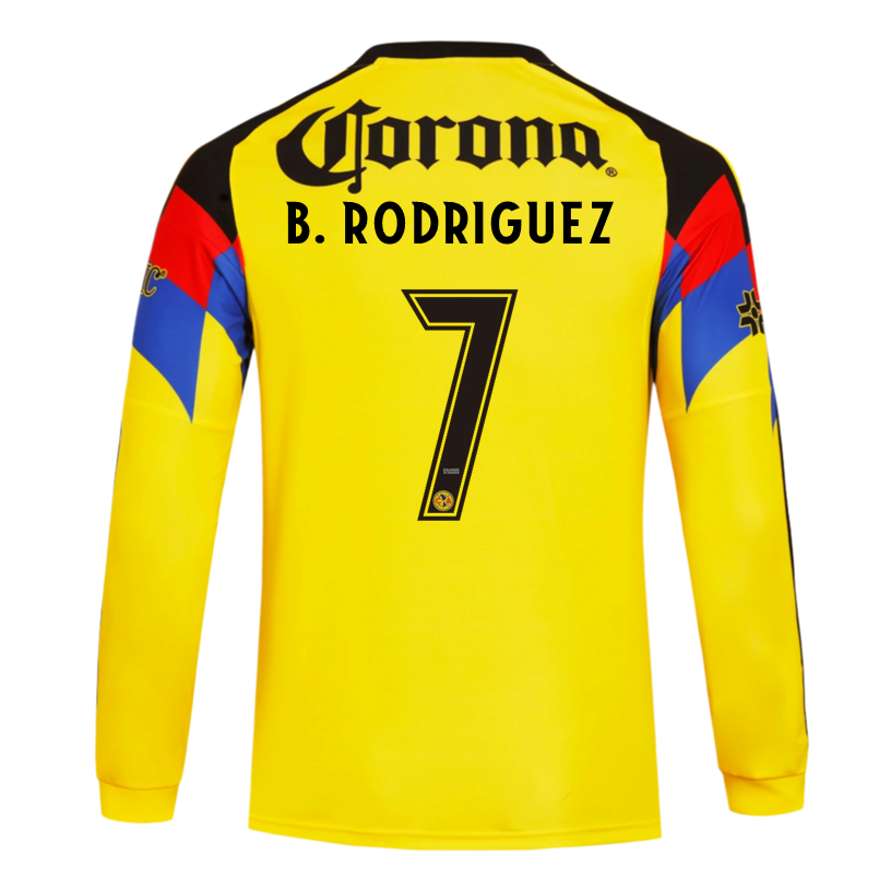 adidas B. Rodriguez Club América 25/26 Long Sleeve Home Jersey (Yellow)
