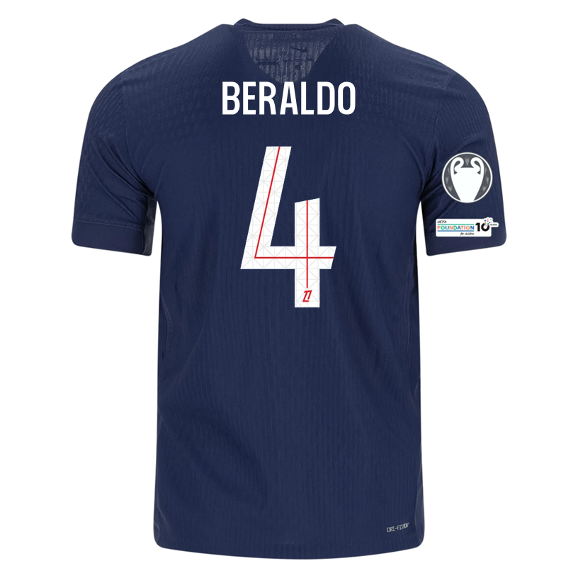 Nike Men's Beroldo Paris Saint-Germain Authentic Home Jersey 25/26 w/ Champions League Patches (Navy)