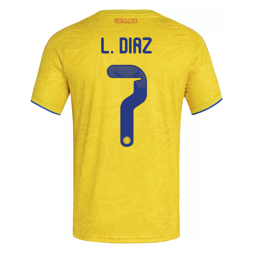 adidas Men's L. Diaz Colombia 2026 Authentic Home Jersey (Impact Yellow)