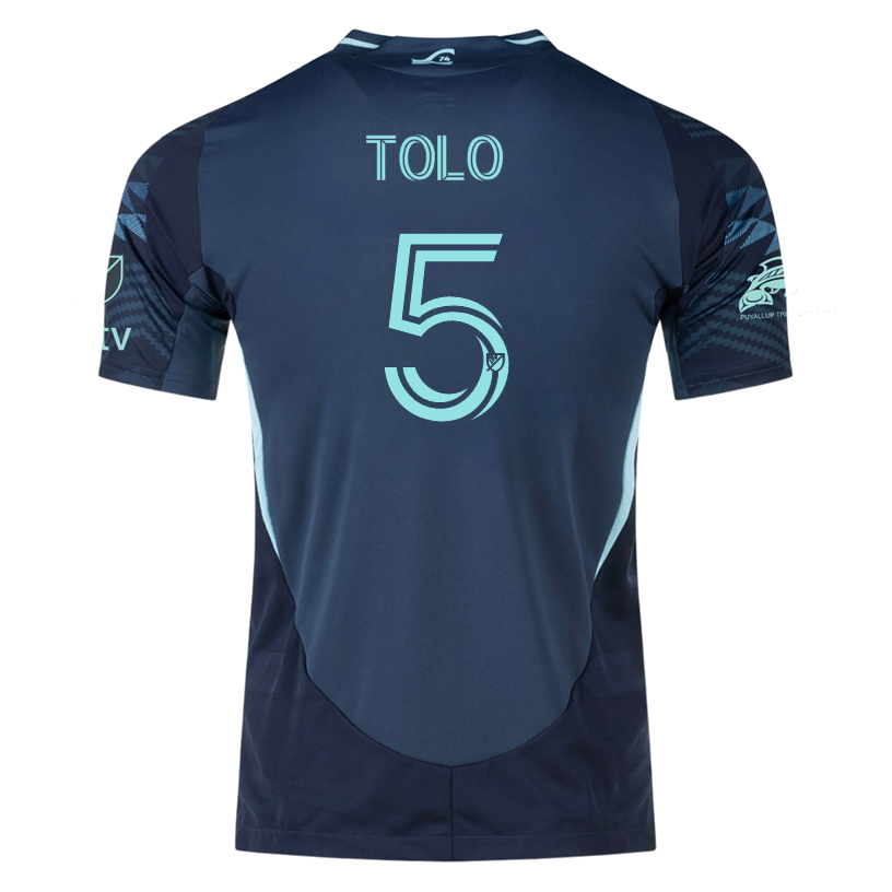 adidas N. Tolo Seattle Sounders Authentic Away Jersey 25/26 w/ MLS Patches & Sponsor (Aura Ink)