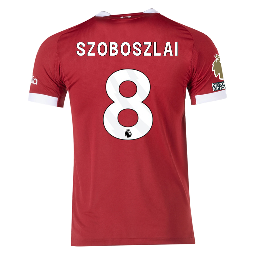 adidas Men's Liverpool FC Authentic Szoboszlai Home Jersey 25/26 w/ EPL + NRFR Patches (Strawberry Red)