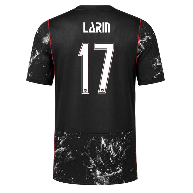Nike Mens Canada Larin Away Stadium Jersey 2026 (Black/Red)
