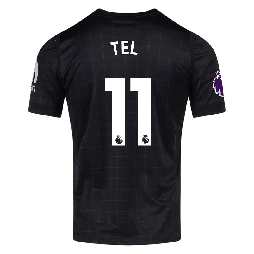Nike Tel Men's Tottenham Away Jersey w/ EPL + No Room For Racism Patches 25/26 (Black/Iron)