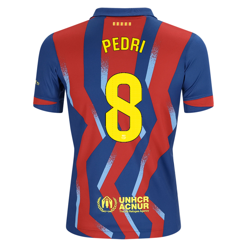 Nike Youth Pedri FC Barcelona 4th Soccer Jersey 25/26 (Gym Blue/Salsa Red)