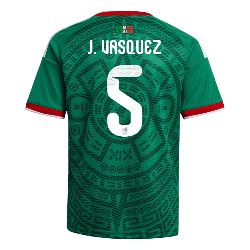 adidas Youth J. Vasquez Mexico 2026 Home World Cup Jersey (Bold Green)