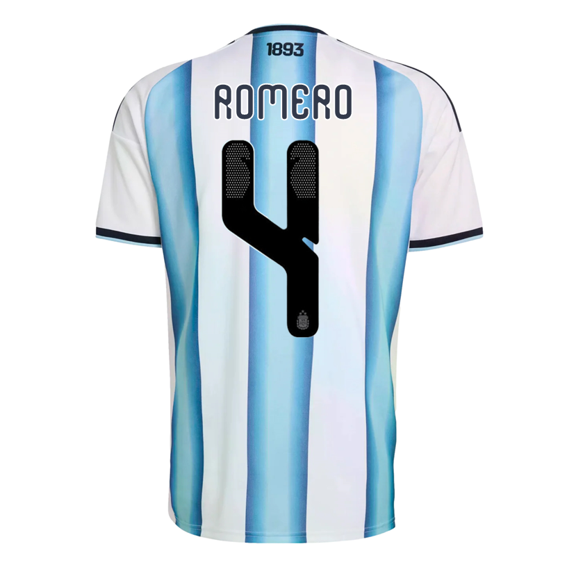 adidas Men's Romero Argentina 2026 Home World Cup Jersey (White/Icey Light Blue)