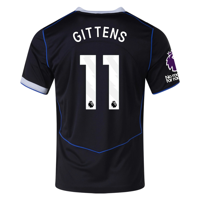 Nike Gittens Chelsea T90 Third Jersey w/ EPL + NRFR + CWCC Patch 25/26 (Black/Silver)