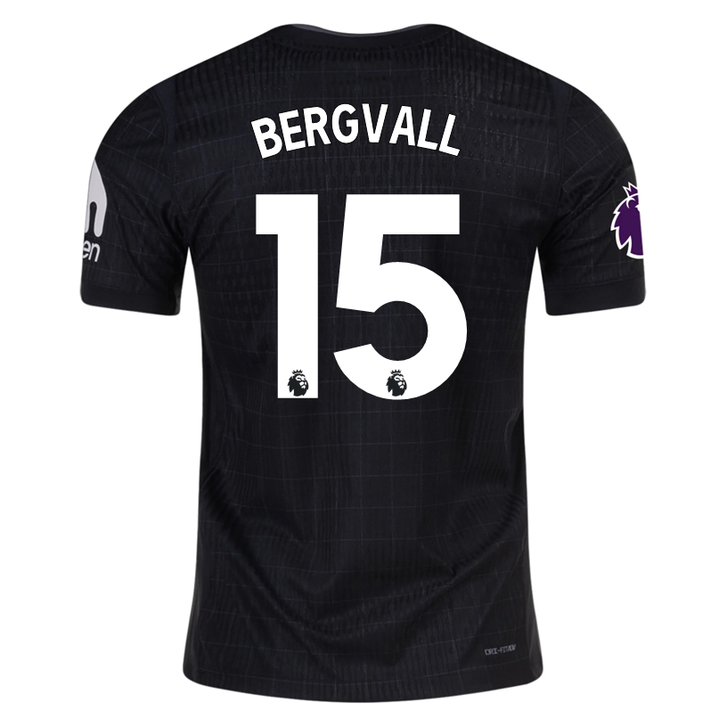 Nike Bergvall Tottenham Hotspur Authentic Away Jersey 25/26 w/ EPL Patch (Black/Iron)