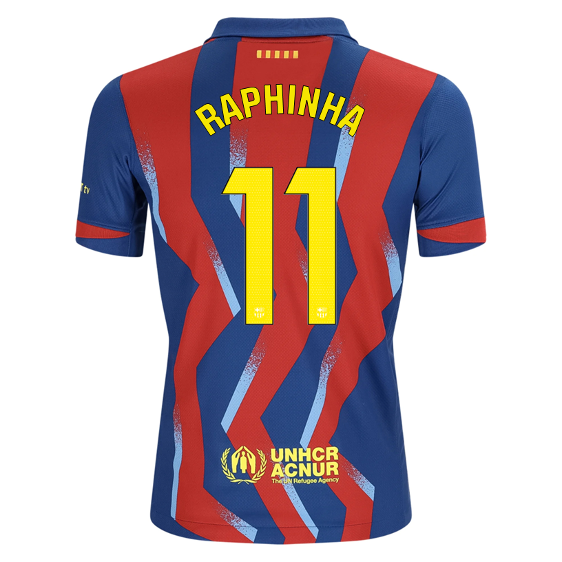 Nike Youth Raphinha FC Barcelona 4th Soccer Jersey 25/26 (Gym Blue/Salsa Red)