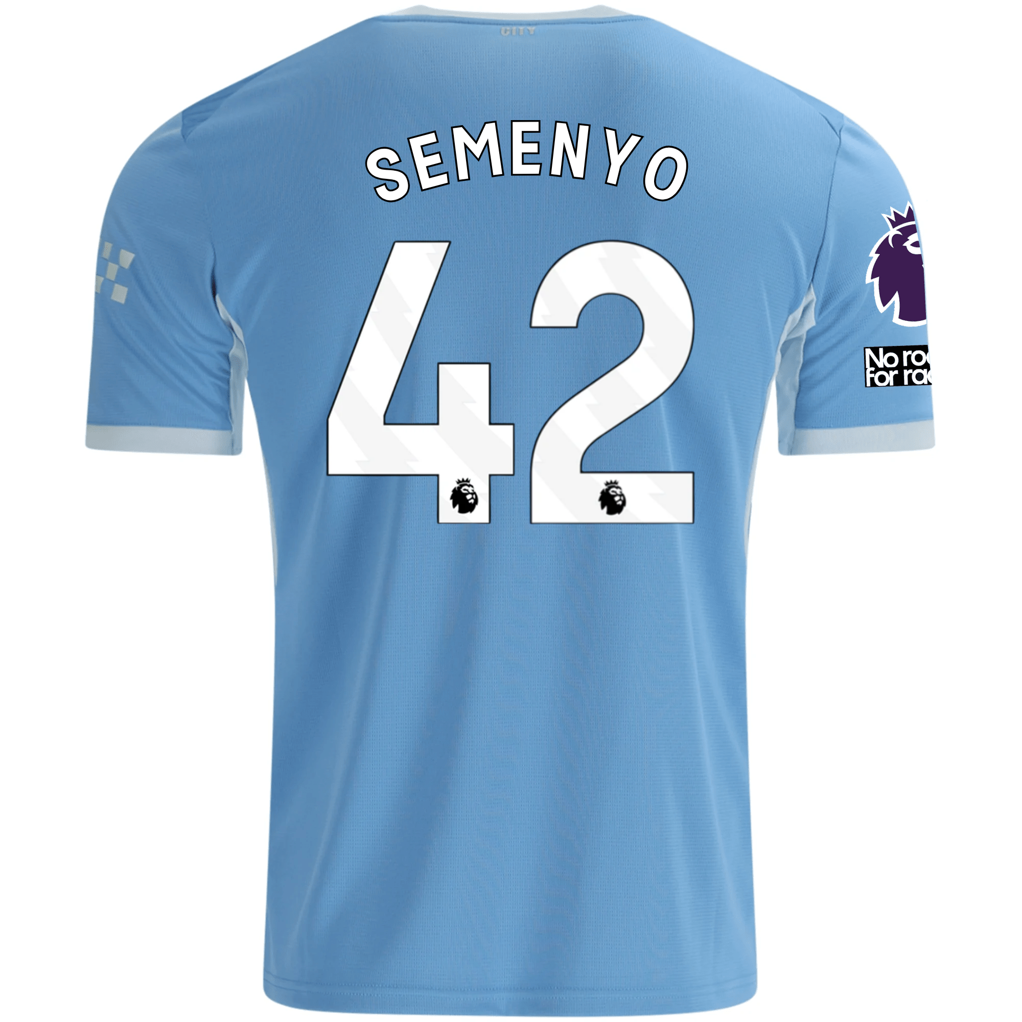 Puma Mens Manchester City Antoine Semenyo Home Jersey EPL + No Room For Racism Patches 26/27 (Team Light Blue/Icey Blue)