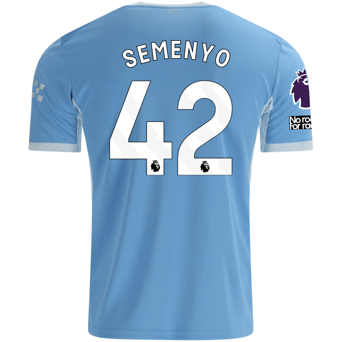 Puma Mens Manchester City Antoine Semenyo Home Jersey EPL + No Room For Racism Patches 26/27 (Team Light Blue/Icey Blue)