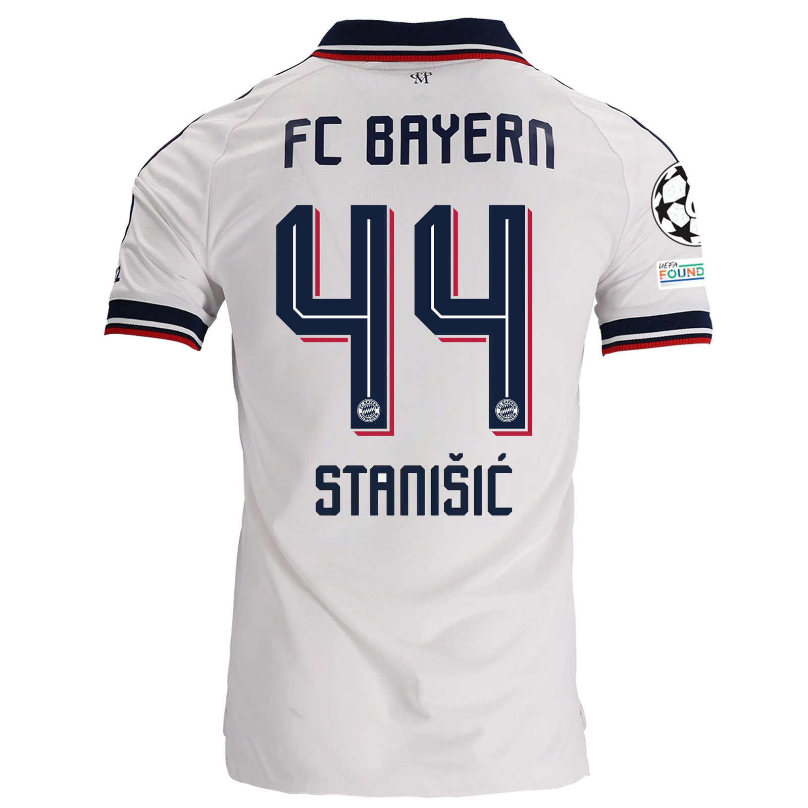 adidas Mens Bayern Munich Josip Stanišić Away Jersey w/ Champions League Patches 26/27 (White)