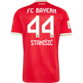 adidas Mens Bayern Munich Josip Stanišić Home Jersey w/ Bundesliga Champion Patch 26/27 (Red)
