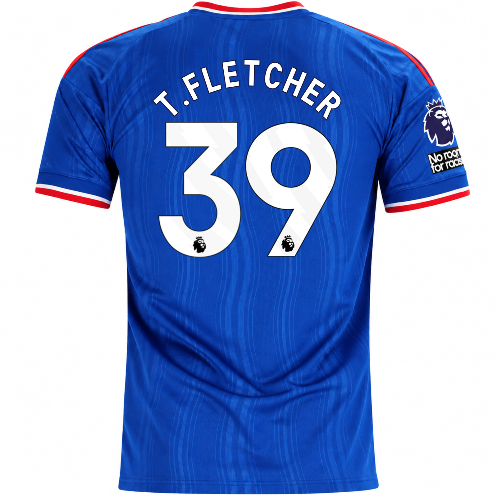 adidas Mens Manchester United Tyler Fletcher Away Jersey w/ EPL + No Room For Racism Patches 26/27 (Blue)