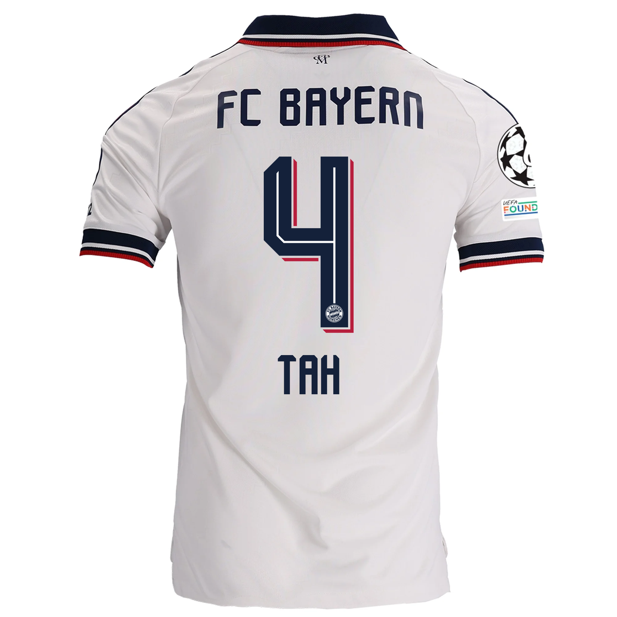 adidas Mens Bayern Munich Jonathan Tah Away Jersey w/ Champions League Patches 26/27 (White)