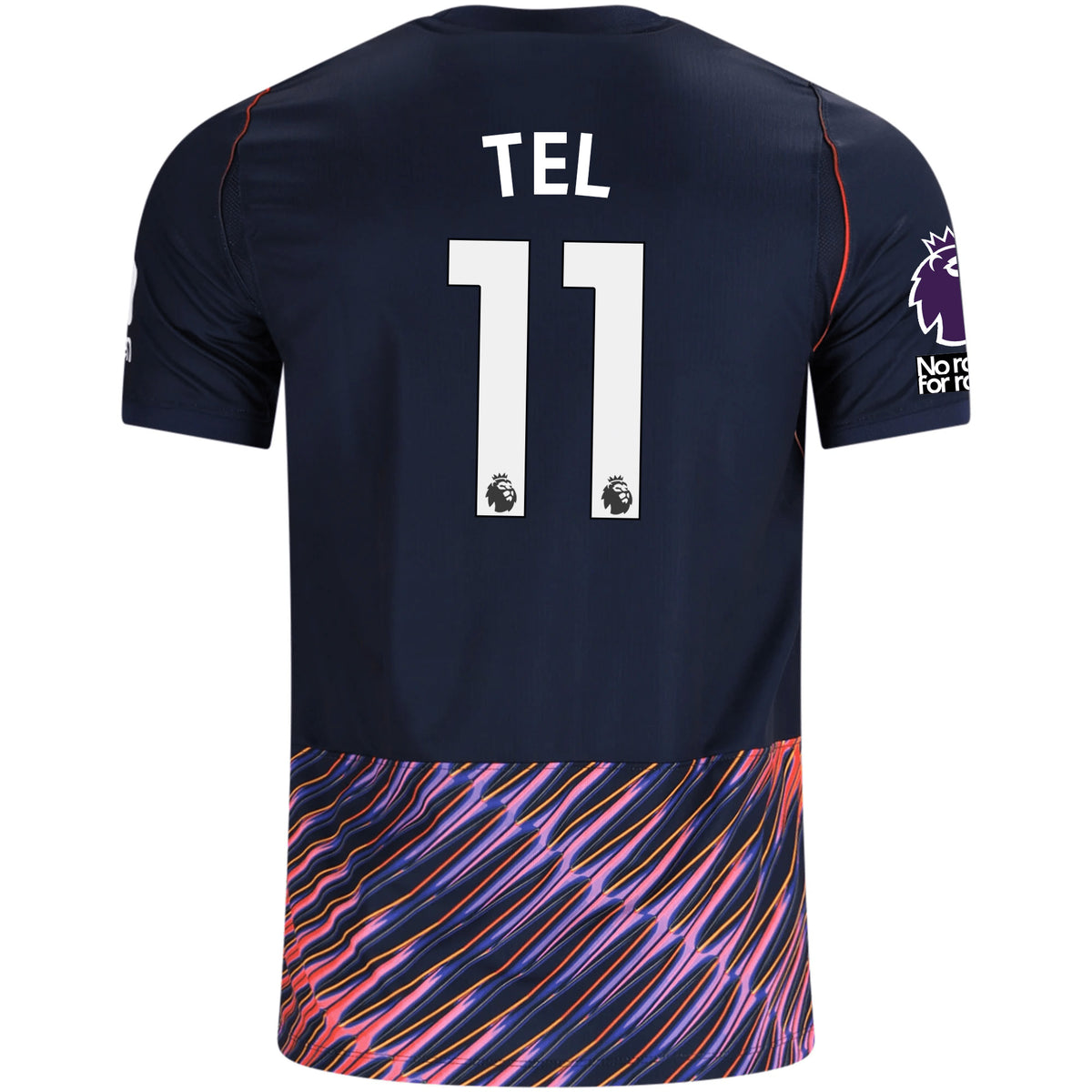 Nike Mens Tottenham Hotspur Mathys Tel Away Jersey w/ EPL + No Room For Racism Patches 26/27 (Obsidan/White)