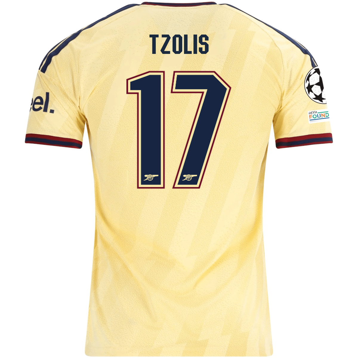 adidas Men's Arsenal FC Christos Tzolis Third Jersey w/ Champions League Patches 26/27 (Yellow)