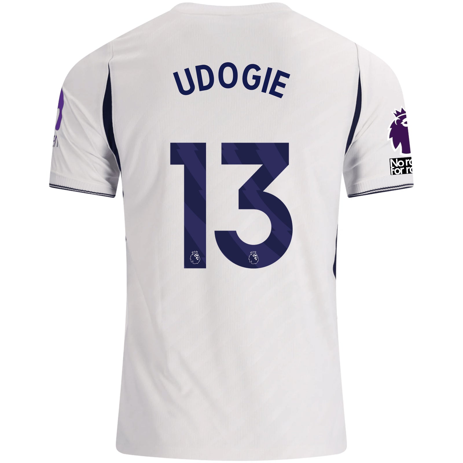Nike Mens Tottenham Hotspur Destiny Udogie Home Jersey w/ EPL + No Room For Racism 26/27 (White)