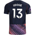 Nike Mens Tottenham Hotspur Destiny Udogie Away Jersey w/ EPL + No Room For Racism Patches 26/27 (Obsidan/White)