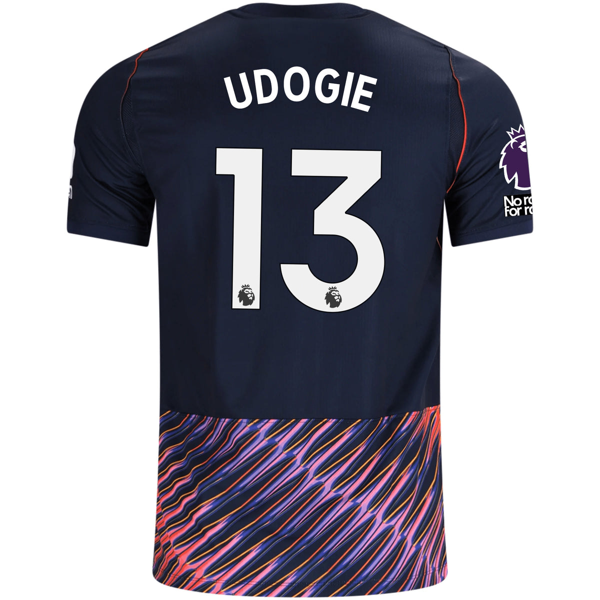 Nike Mens Tottenham Hotspur Destiny Udogie Away Jersey w/ EPL + No Room For Racism Patches 26/27 (Obsidan/White)
