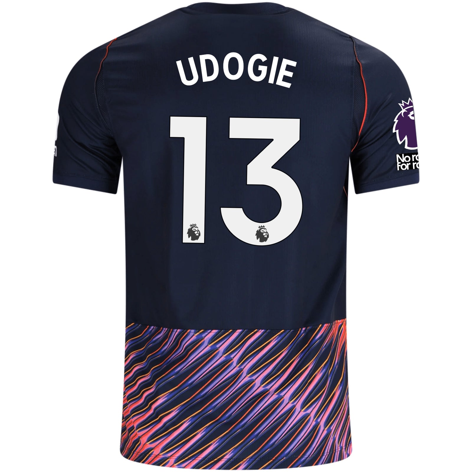 Nike Mens Tottenham Hotspur Destiny Udogie Away Jersey w/ EPL + No Room For Racism Patches 26/27 (Obsidan/White)