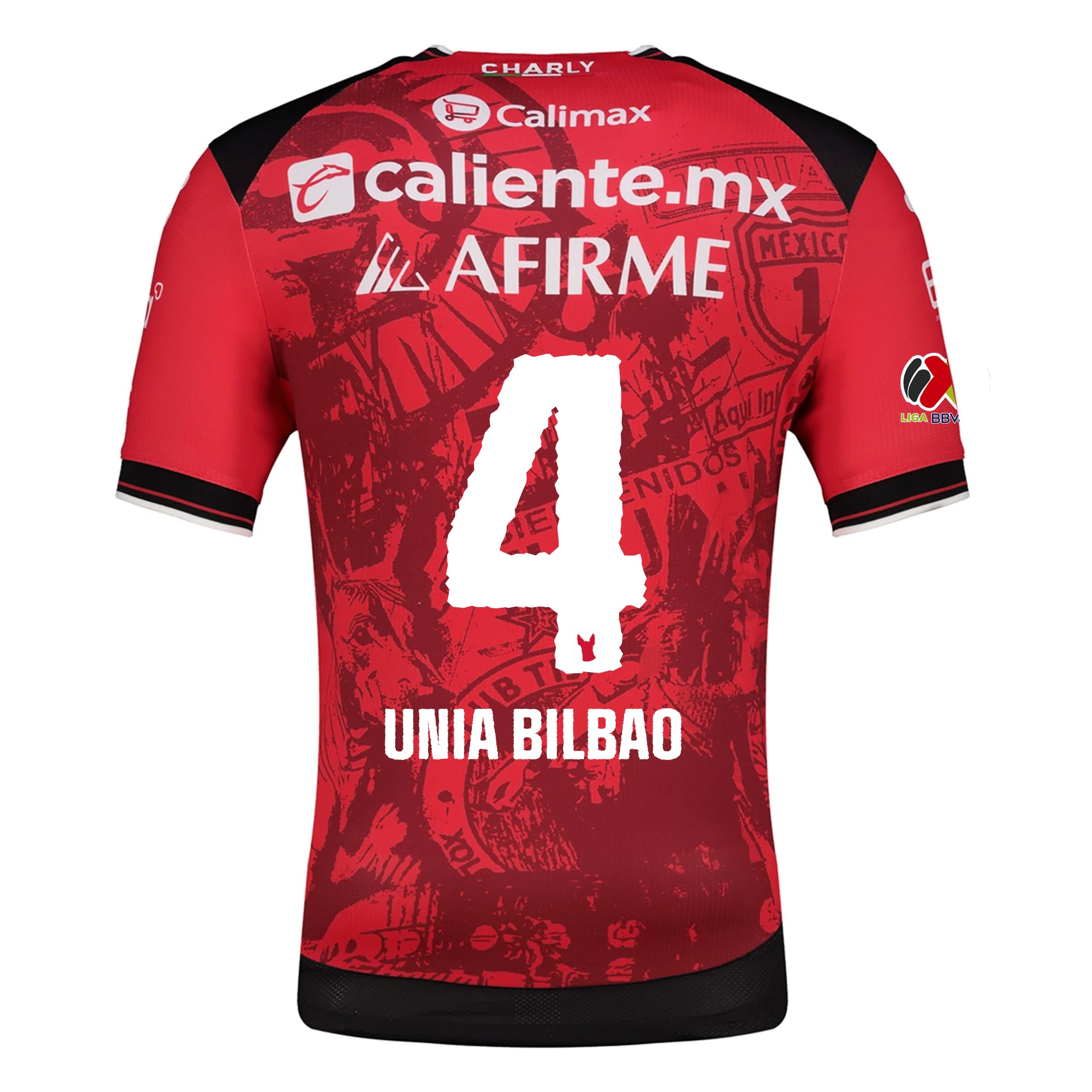 Charly Unai Bilbao Men's Club Tijuana Xolos Home Jersey 25/26 w/ BBVA MX Patch (Red/Black)