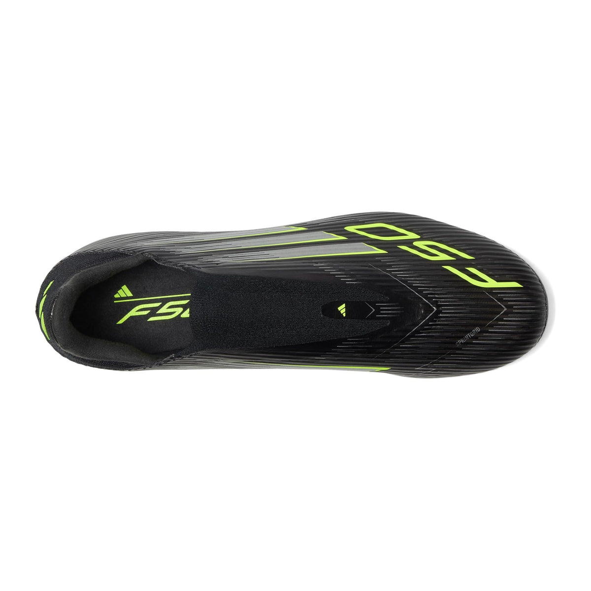 adidas F50 League Laceless Firm Ground/Multi Ground Soccer Cleats (Black/Iron Metallic/Lucid Lemon)