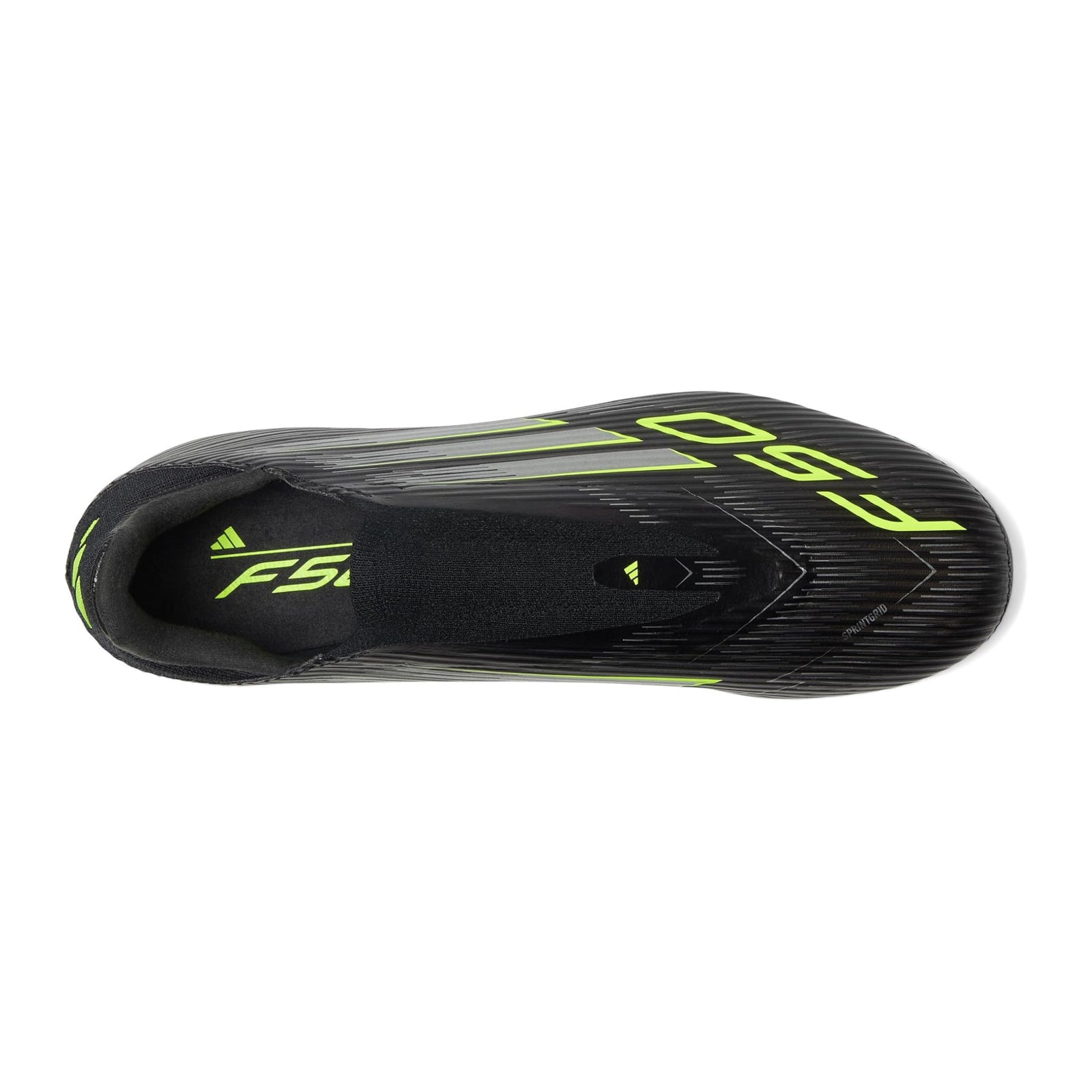 adidas F50 League Laceless Firm Ground/Multi Ground Soccer Cleats (Black/Iron Metallic/Lucid Lemon)