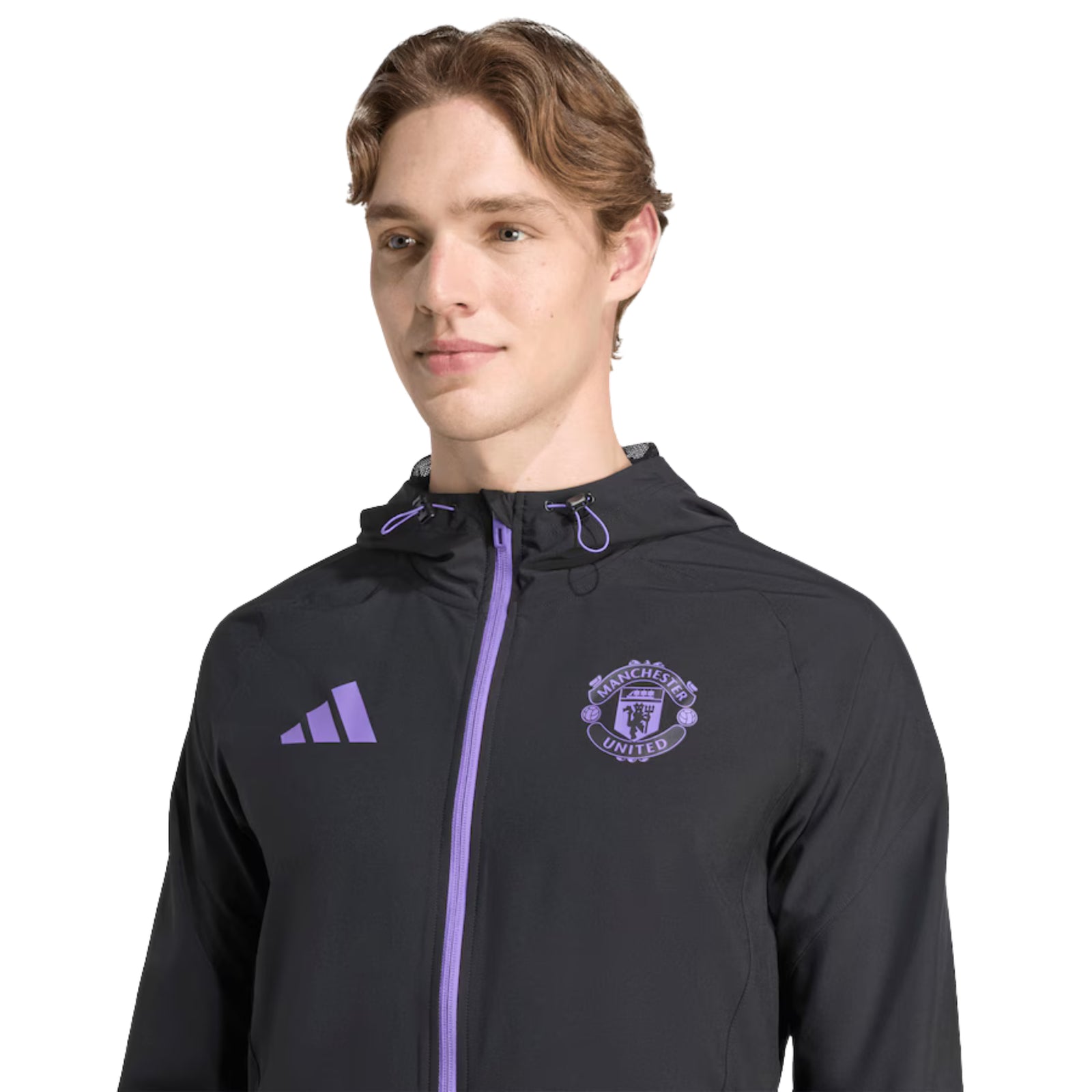 adidas Manchester United 25/26 Vis Tech Travel Jacket (Black/Purple)
