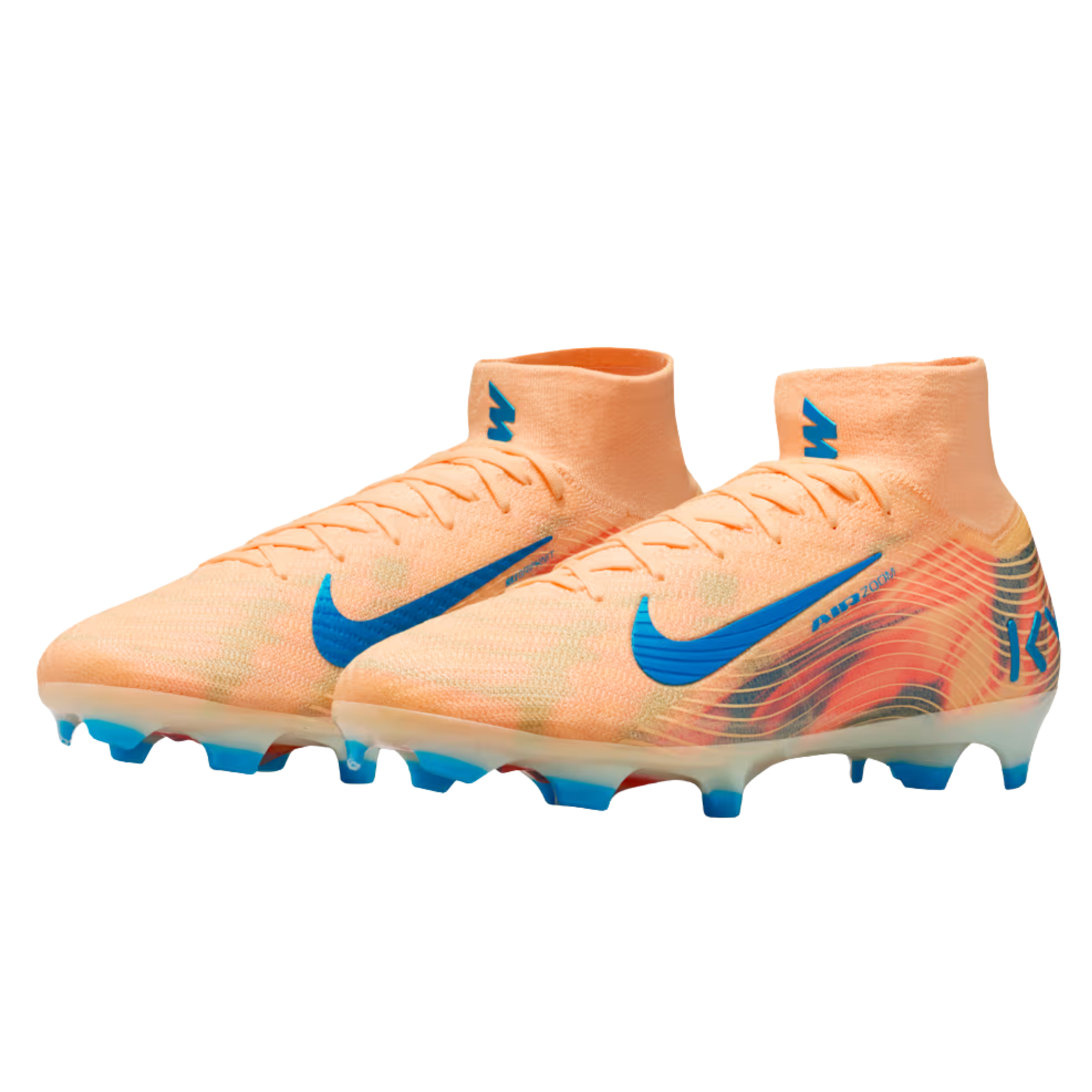 Nike Zoom Superfly 10 Elite KM Firm Ground Soccer Cleats (Melon Tint/Neo Turq/Igloo)
