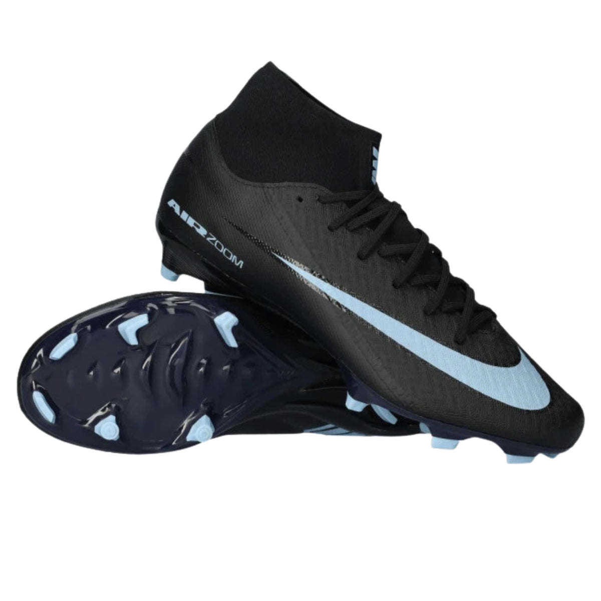Nike Zoom Superfly 10 Academy Firm Ground/Multiground Soccer Cleats (Black/Ice Blue)