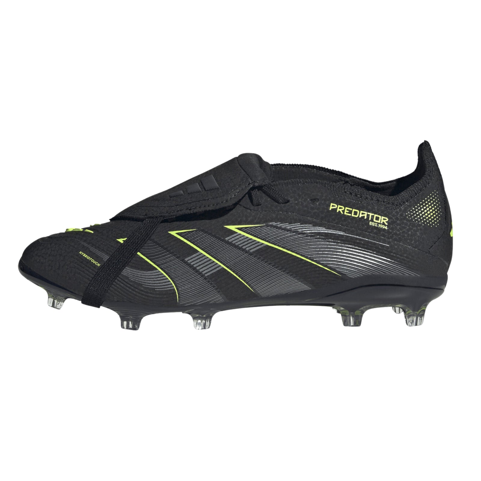 adidas Youth Predator Elite Full Touch Junior Firm Ground Soccer Cleats (Black/Iron Metallic/Lucid Lemon)