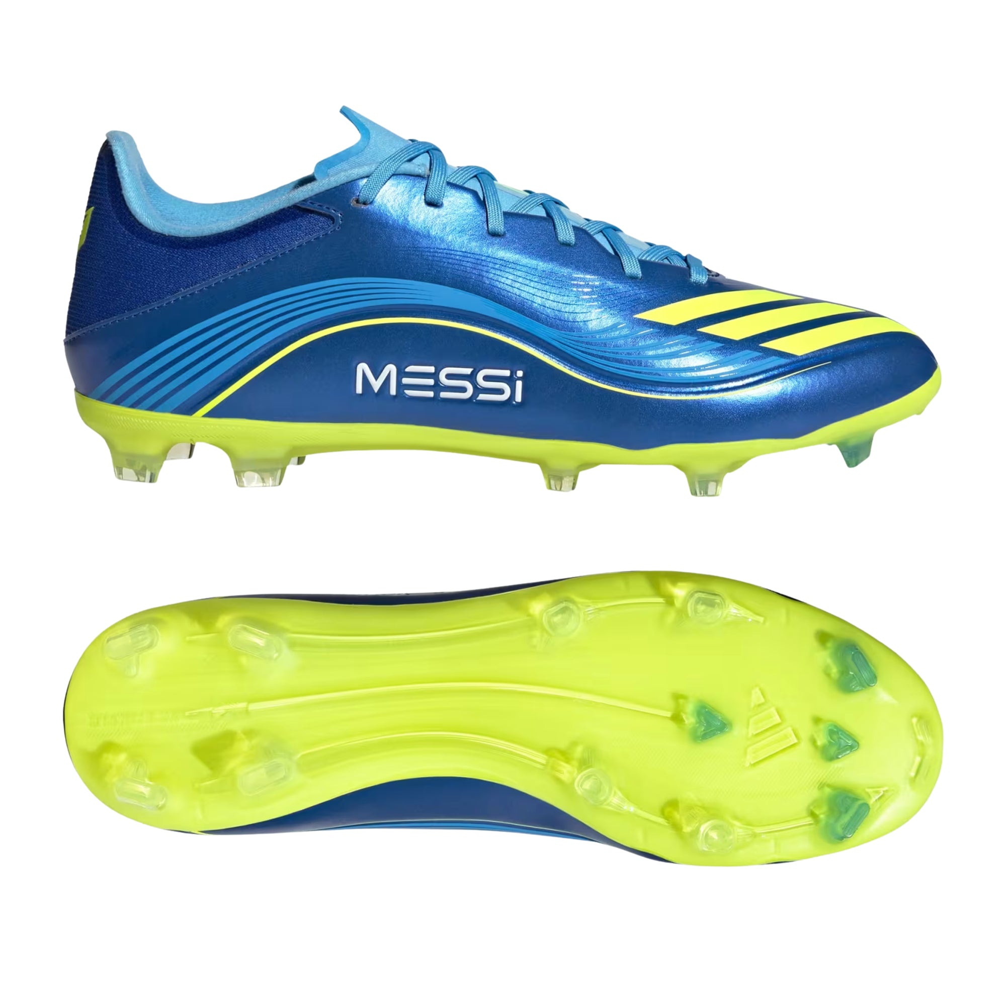 adidas Messi F50 League Firm Ground/Multi Ground Soccer Cleats (Royal Blue/Solar Yellow)