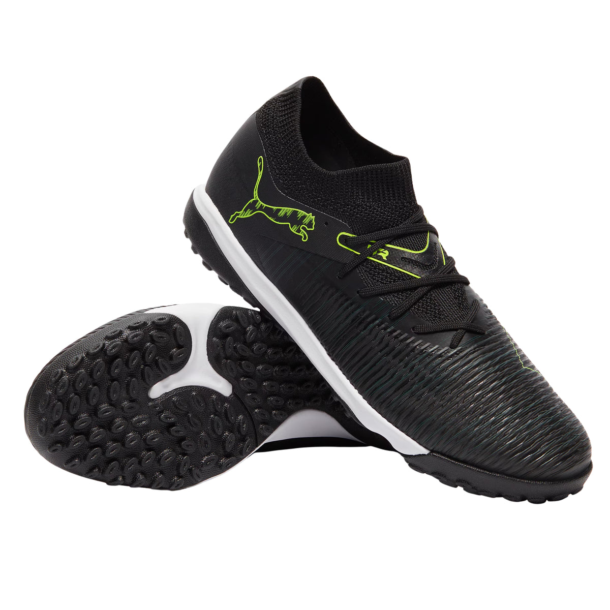 Puma Future 8 Match Turf Soccer Shoes (Black/Fizzy Light/Green)
