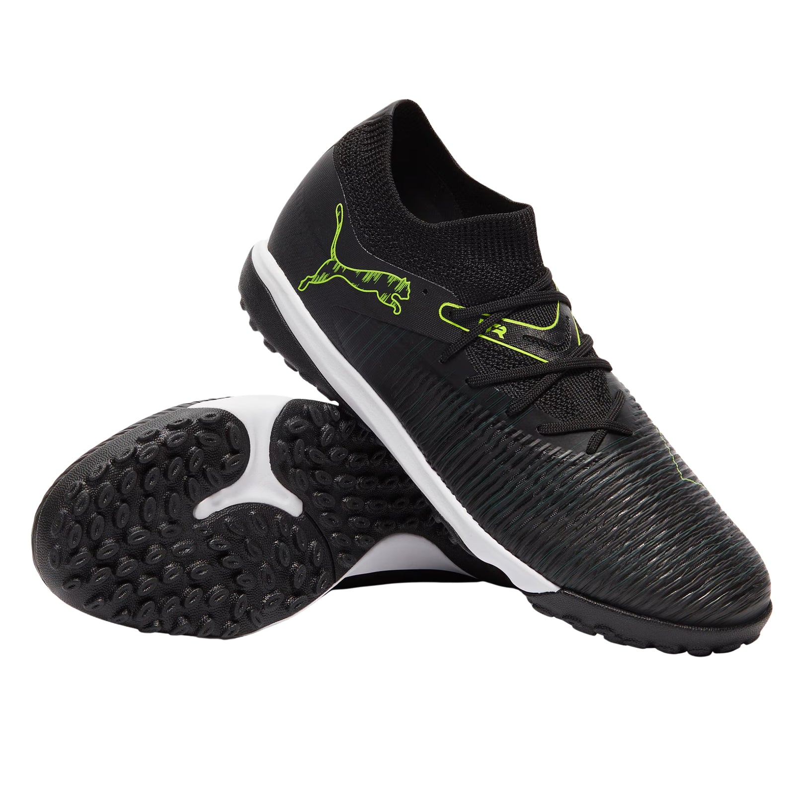 Puma Future 8 Match Turf Soccer Shoes (Black/Fizzy Light/Green)