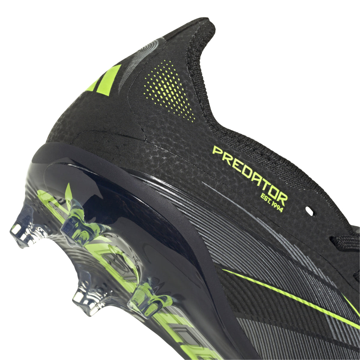 adidas Youth Predator Elite Full Touch Junior Firm Ground Soccer Cleats (Black/Iron Metallic/Lucid Lemon)